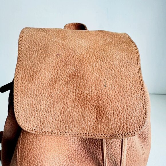 Vintage Y2K Guess Brown Pebbled Leather Medium Backpack - Picture 4 of 9